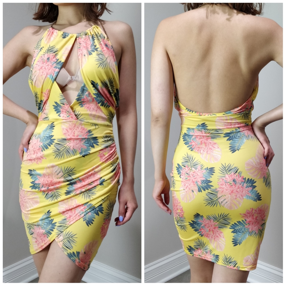 Boohoo floral faux wrap mini dress